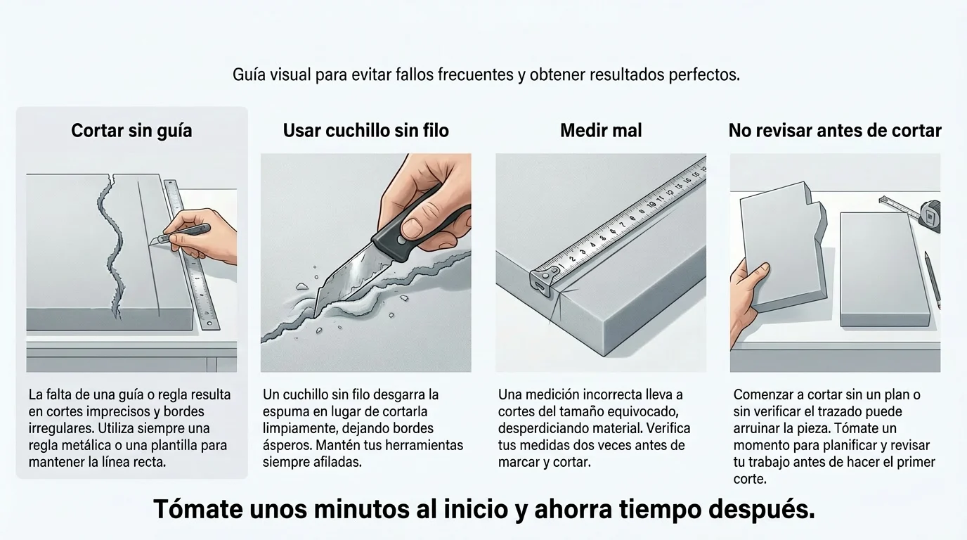 Errores comunes al cortar goma espuma