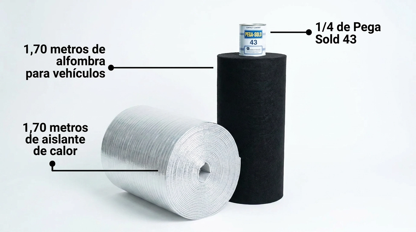 Materiales necesarios para tapizar el piso de una camioneta de una cabina
